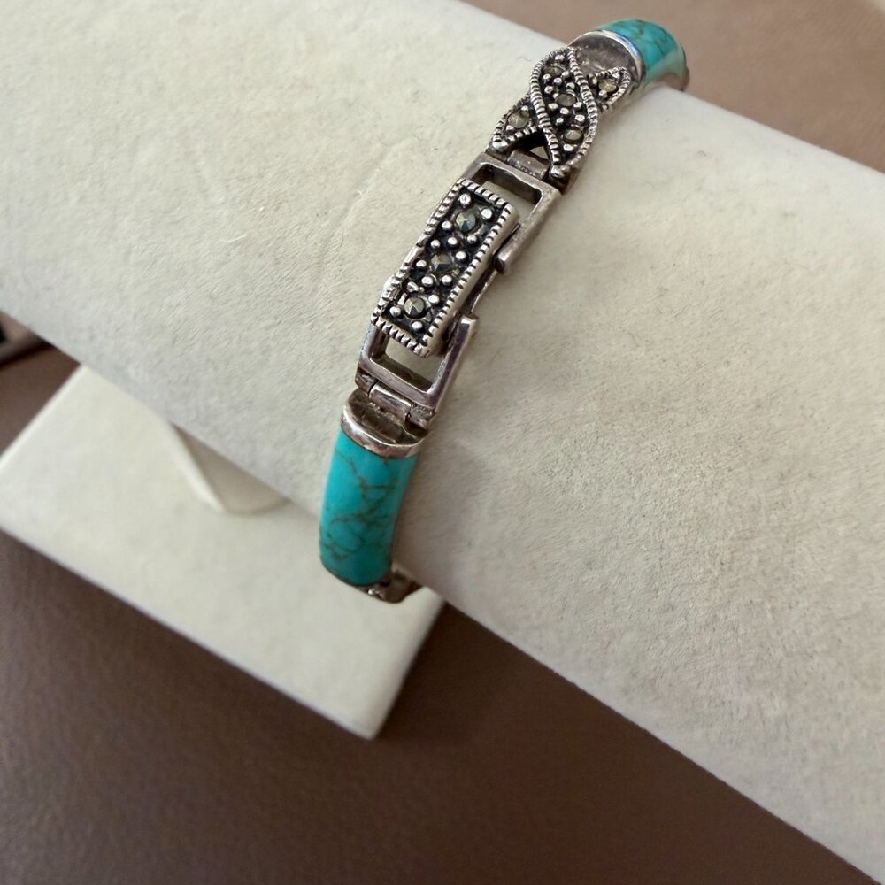 Turquoise and Marcasite link Bracelet